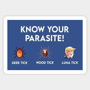 Know Your Parasite Anti Trump Lunatic Protest Design White Letters Sticker